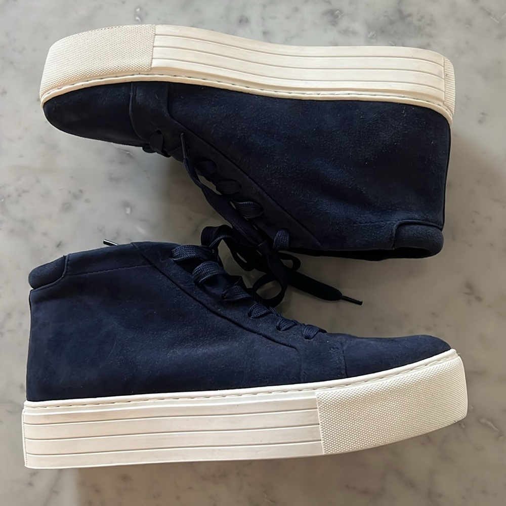 Kenneth Cole Aditi Blue Suede High Top Platform Sneaker Women Size 8.5 - Picture 2 of 10
